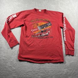 Vintage "The Mongoose" Coors Corvette Mens L Red T-Shirt Long Sleeve Distress#4A
