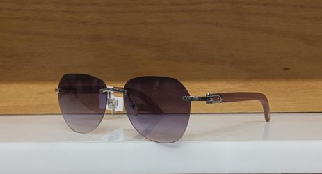 Cartier Santos-Dumont Rimless Sunglasses Purple Gradient Lens Wood - Unisex