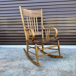 antique American Oak Spindle Back Rocking Chair