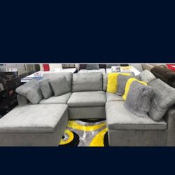 *Summer Closeout Sale!!!*---Floating Lima Fabric Sectional Sofa W/Ottoman---Now $799!!!---Delivery And Financing😉
