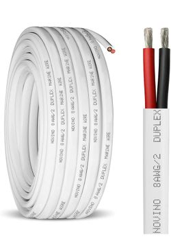 8 Gauge Marine Wire 8 AWG Duplex Marine Grade Wire,100ft Tinned Copper Oxygen-Free Insulated Red& Black Electrical Cable for Boat/Automotive/RV/Camper