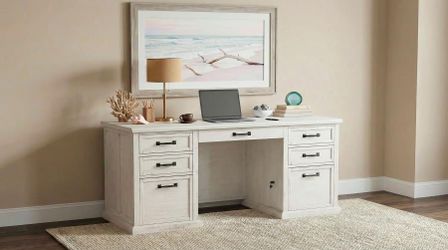 Executive Office Desk, Distressed White finish, New Especial price