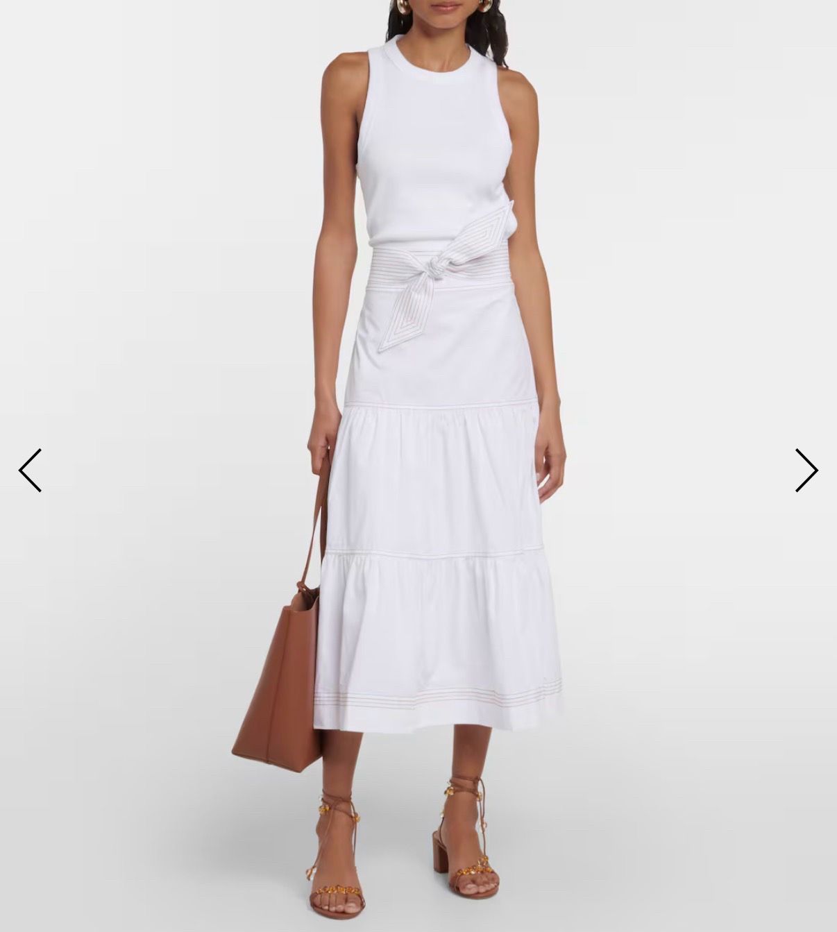 Veronica Beard White Tiered Cotton Midi Skirt size small