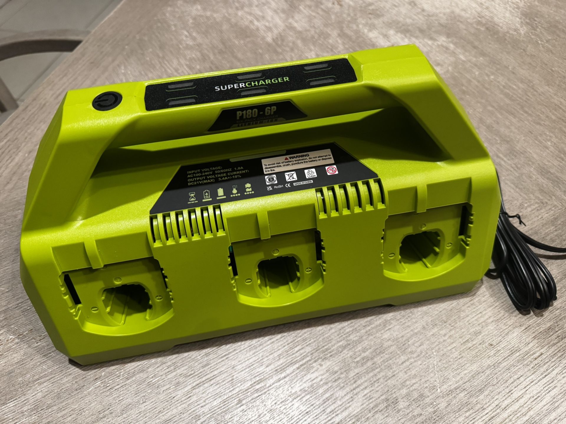 P180-6 Ports Rapid Charger Replacement for Ryobi 18V ONE+ Supercharger P135 18V Six-Pack Lithium-Ion Charger,Compatible with All Ryobi ONE+ 18V Batter