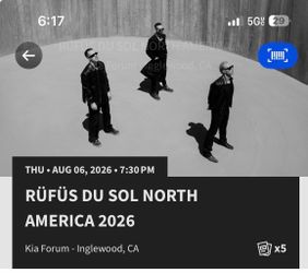 Rufus Du Sol Tickets 2x