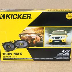 Kicker CSC46 Car Speakers 1 Set 4x6" 2-Way Coaxial Speaker System 150 Watts 46CSC464 🚨 Payment Options Available 🚨 No Credit Needed 🚨 