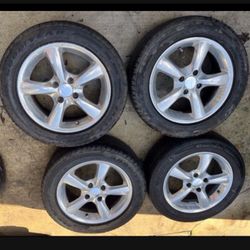 4 — 195/55r15  4x100 4x3.93 Mazda Miata ND Civic Corolla Fit Xa Xb Ia Yaris Wheels Rims 80% Treads Tires!!