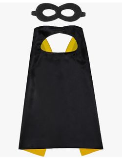 Kids cape and mask; reversible black and yellow