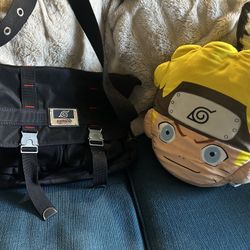 Rare Vintage Naruto Metal Messenger Bag Anime + Naruto Plushie 