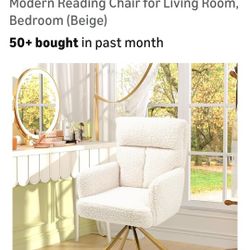 Teddy Vanity Chair With Back And Gold Metal Legs Criss Cross Home Office Desk Chair Boucle Accent Chair, Modern Reading Chair For Living Room,  Beige 