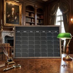 Large 31" x 21.5" Wooden Framed Chalkboard Wall Calendar