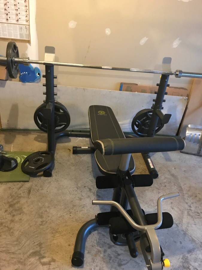 300 lb Olympic weight set with rack/ bench press - $400 (Haymarket)