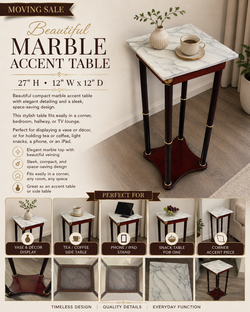 Elegant Marble & Wood Accent Table with Gold Detailing – $75 OBO