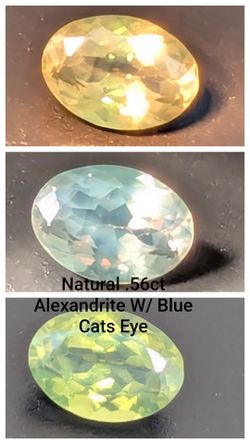 Natural VVS .56ct Alexandrite with blue cats eye