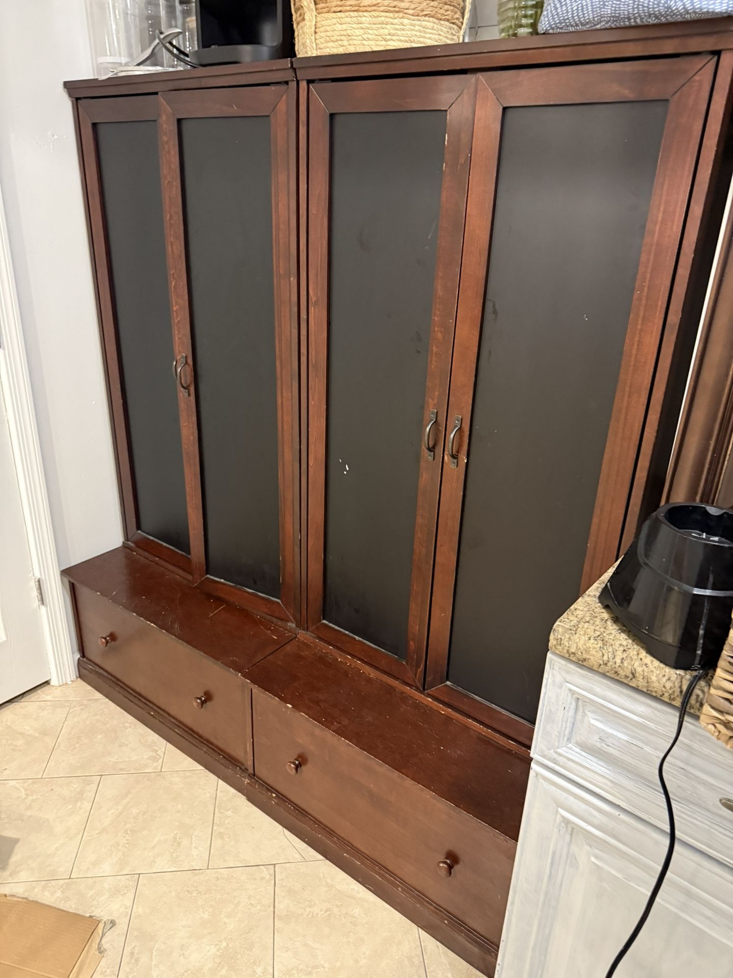 2 Wooden cabinet, storage, book case, armoire, pantry