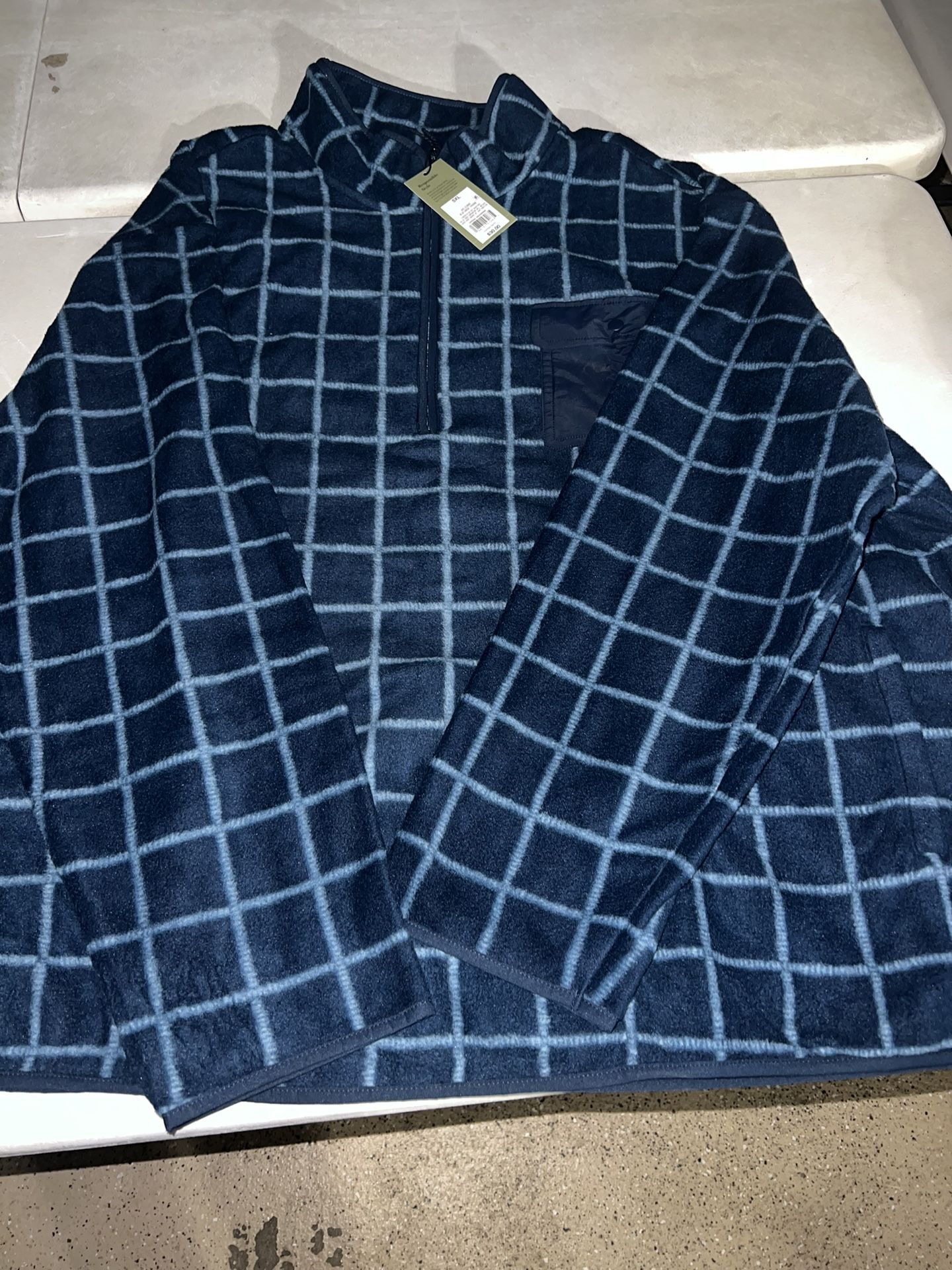 Men's Blue Plaid Quarter Zip