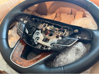 16-18 LINCOLN MKX BLACK LEATHER WRAPPED STEERING WHEEL