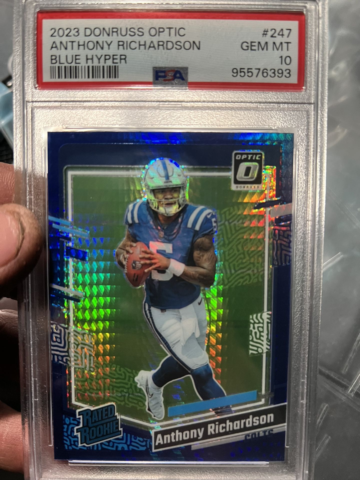 2023 Donruss Optic Anthony Richardson Blue Hyper PSA gem Mt 10