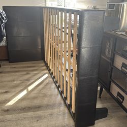 Single Size Black Leather Bed Frame With Mattress Clean