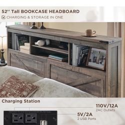 Full Farmhouse Bed With Led Lights And Plugs For Chargers And Other Items, Comes With Drawers For Clothes 