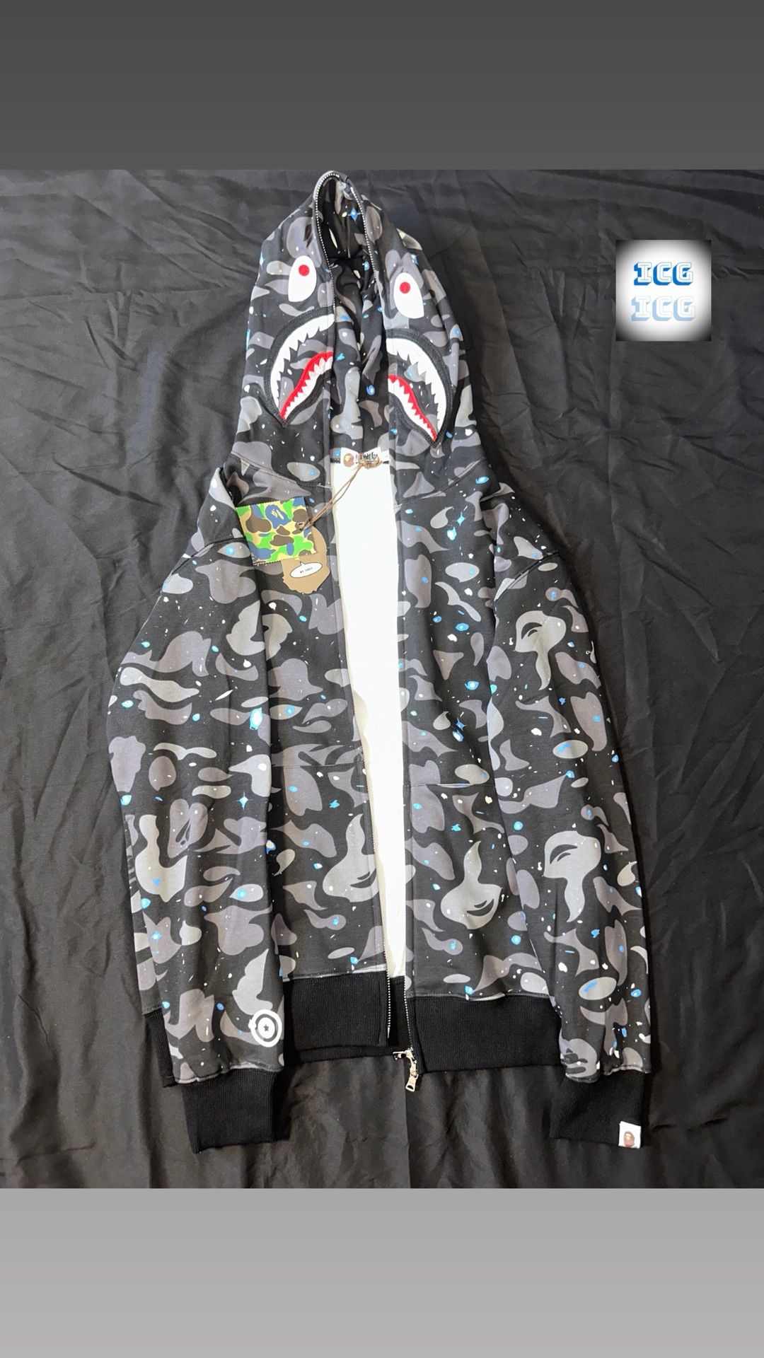 BAPE Glow in the Dark Space Camo Hoodie L New With Bag & Tags (Rare)