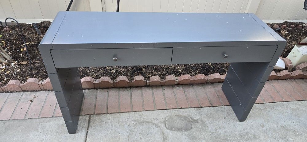 55" x 15.7" Farmhouse Curved Console Table with Storage, Sideboard, Entryway