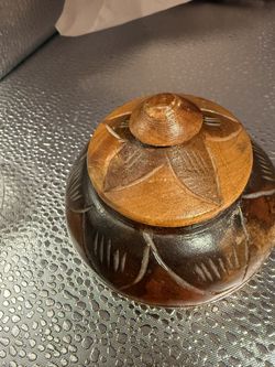 Vintage Hand Carved Wooden Trinket Box 