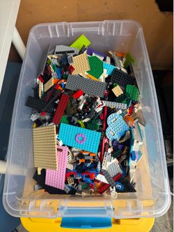 Bin of various Lego