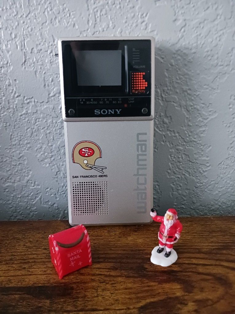 1983 RARE SF 49ers Sony Watchman Black & White TV | FD-20A VHF UHF ●Tested Works