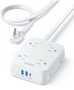 Anker Power Strip Surge Protector – 8 Outlets, USB-C & USB, 10ft Cord