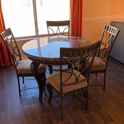 Circle Metal Dining Table 5 Pc 