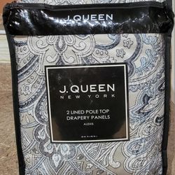 J. Queen New York Pole Top Drapes Panels Alexis ($385 Retail) Blue Panels