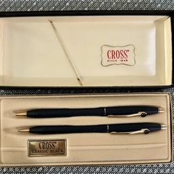 Cross, classic black pen, and pencil set with General Electric logo
