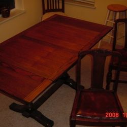 Antique  Draw leaf, oak dining table & Chairs