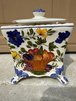 Vintage Este Italy Majolica Tulipiere Flower Frog Vase – Handcrafted Faience Floral Arranger