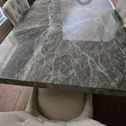 Genuine Marble Dining Table And Four Chairs