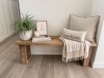 Handmade Solid Pine Wood Bench – Warm Rustic Farmhouse (New)