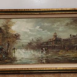 P.G TIELE Original Oil Painting 56 in. By 33 1/2 in Tall