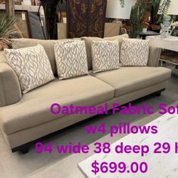 Sofa Curved Oatmeal FabricWe are located at 2811 East Bell road. Another Time Around Furniture.
