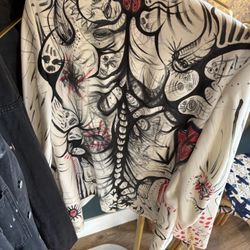 Hand painted Unisex Denim And Leather Jackets