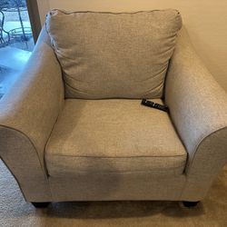 Light Grey Fabric Oversized Arm Chair with matching Ottoman
