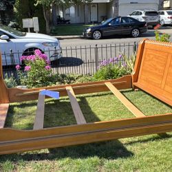 Solid Oak Sleigh Bed