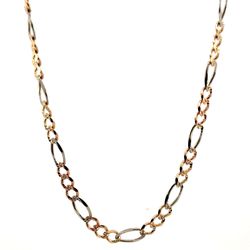 10k Tri Toned Rose White Yellow Gold 22” Inch Figaro Chain Necklace GP3102700