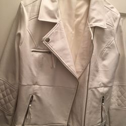 Faux Leather Jacket (White)