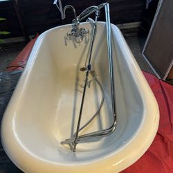  Cast Iron Claw Foot Tub With Full Shower And Shower  Wand 