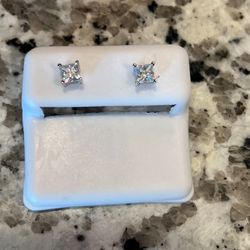 1ct Moissanite Earrings – Sterling Silver Square Studs