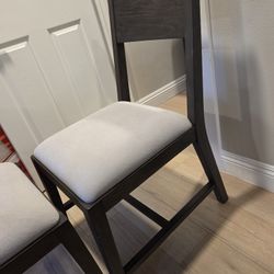 4 Espresso Wood And White Chairs