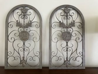 Arched Metal Scroll Wall Decor Panels Set of 2