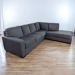 Dark Gray Living Spaces L-Shape Chaise Sectional Sofa