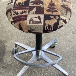 Vintage Industrial Stool New Upholstery Fabric